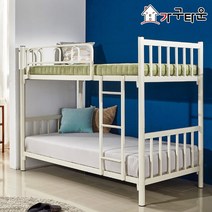 (주)가구타운 철제 분리형 이층침대 DW201 (싱글 / 슈퍼싱글), 직선형 싱글 화이트, 독립포켓양면 매트리스 2장, 기본 철망받침대