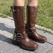 써클 링 벨트 바이커 부츠 (2color/2type) - 포버클 버클벨트 스트랩 메탈 아일렛 펀칭 스터드 찡 하프 미디엄 미들부츠 롱부츠 워커 미들굽 합성피혁 페이크레더 비건