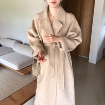 Mao재고 Ins 프랑스어 스타일 우아한 레트로 우아한 수제 캐시미어 모직 코트 긴 모직 코트