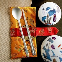 한국도자기 리한 초충도(가지) 은수저 2인 세트 (칠보80%50돈) 무료예단포장