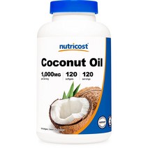 뉴트리코스트 코코넛 오일 1 000mg 캡슐 120캡슐 1서빙 1 000mg 120회분 Coconut Oil Softgels [1000 MG] [120 SFG], 1개, 120정
