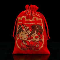 기념 소원 전통 새해 복주머니 재물 삼재 명절 미니 학업운 원형 금전, 비단 백년호합 라지 사이즈(10개입)
