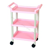 셀프미인 S2(손잡이2개 가드레일 없음) 미용카트 웨건 주방웨건, 핑크