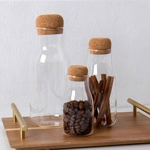 코르크 내열 유리 우유병 3size 보틀잇 캐니스터 유리병 드레싱병 주스병 카라페 카페 음료수 유리용기, 대(600ml)