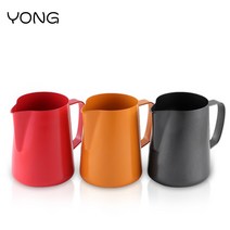 디자인 라떼 아트 스팀 피쳐 밀크 저그 컵 튜닝 피처, 400ML 블랙