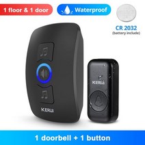 KERUI M525 야외 무선 초인종 방수 스마트 홈 도어 벨 차임 키트 LED 플래시 보안 알람 웰컴 하우스 멜로디, 04 1receiver 1button-b1, EU 플러그