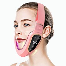 얼굴비대칭교정 HSKOU 페이셜 리프팅 장치 LED 광자 치료 페이셜 슬리밍 진동 더블, 분홍