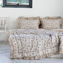 30수 워싱 광목 나염 고급 부드러운 플라워패턴 100% 수지 광목 슈퍼싱글 퀸 차렵이불