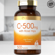 칼라일 비타민 C 500 mg 로즈힙 함유 500정 하이 포텐시 포뮬라 베지테리언, 500mg 500정