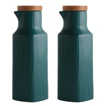 온나 도자기 간장병 소스병 오일병, 2개, 매트 다크그린