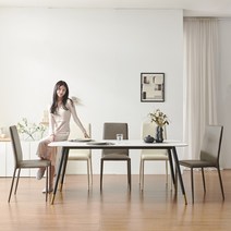 [보니애가구]모니크12T 포셀린 통세라믹 6인용 식탁세트 1800 (의자6), 크림베이지6