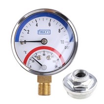 Thermo-manometer Temperature & Pressure Gauge up to 120 ℃ Bar for Gas Water DropShipping, 01 G 1 2
