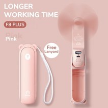 JISULIFE 휴대용 선풍기 3 IN 1 미니 핸드헬드 쿨링 선풍기 저소음 작동 전기 USB 4800mAh 파워뱅크 손전등 기능이 있는 작은 포켓 선풍기 충전, 없음, 4800mAh pink F8X