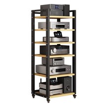 장식장 오디오 이동식 스틸 철제 턴테이블 프린트 스, D스타일7단화이트프레임+라이트월넛휠