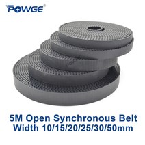 POWGE 아크 톱니 PU 블랙 HTD 5M 개방형 동기 벨트 폭 10/15/20/25/30/50mm 폴리 우레탄 스틸 5M-25 HTD5M 타이밍 휠, [03] 50mm, [10] 10Meters