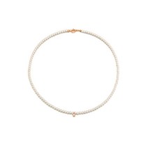 14K Gold 쁘띠큐빅 스와로브스키 3mm 진주 비드 목걸이 (14K 골드볼 진주반지 증정) NG4068P