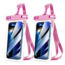 Young 투명 터치 휴대폰 방수팩 2Pcs 케이스 방수 안개를 막다 다양한 모델에 적합하며, 핑크색