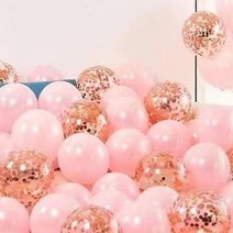 뷰라뷰 파티풍선 50개 + 공기펌프 + 10M 리본1롤, 17.파우더핑크+샴페인스팽글