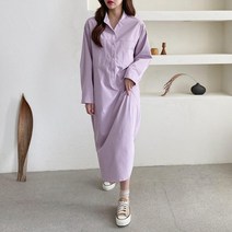 브이와이 여자 카라넥 일자 슬림핏 남방 셔츠 롱원피스