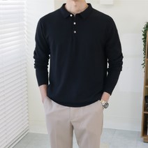이너프데이 남자 단추 카라 캐시미어 오버핏 긴팔 니트