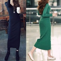 소프트 가벼운 긴팔 슬림롱원피스 여대생 면롱원피스 미시룩 이지웨어 새댁
