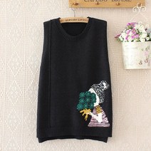 SAMARA 아우터 소녀 프린팅 라운드 넥 니트 조끼 5종