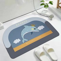 포미앙 고래 규조토 발매트 욕실 매트 PMA23-001, 왕관돌고래 차콜 1P