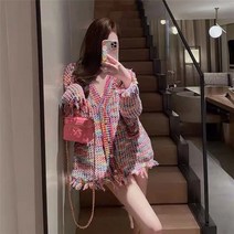 핸드 가디건 롱 오버핏 크로쉐 봄 가을 니트 여자용 컬러풀한 v넥 싱글 단추 프린지 포켓 넉넉한 패션 스웨터 재킷