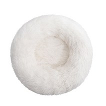 둥근 고양이 침대 슈퍼 소프트 긴 봉제 개 개집 매트 강아지 쿠션 휴대용 동물 수면 용품 겨울 따뜻한, 01 white_06 80 센치메터