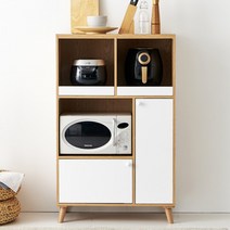 멜리 800 전자렌지대 선반 수납장 에어프라이어수납장, 오크화이트