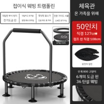 트램폴린 키즈 홈 실내 성인 체육관 문지르는 침대 운동 슬리밍 장치, 업그레이드 50인치  보내는 방패 - 이중 팔걸이 -