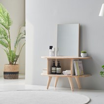 인시네 800 거울 포함 고무나무 원목 좌식 미니 화장대 IN-113D, 색상:화이트