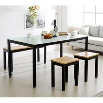 모던 철제 공부방 학원 넓은 큰테이블+4인 의자 세트 튼튼한 감각적 가구 식탁, 1800BK+유리_블랙, B타입_2인2EA
