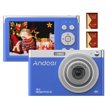 카메라 Andoer 디지털 휴대용 4k 50mp 비디오 캠코더 자동 초점 16x 줌, 19 4K 50MP Blue 2
