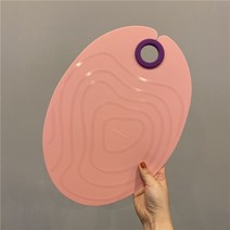 항균 곰팡이 방지 나무 대나무 단단한 양면대만 zaniin 도마 TPU 주방 두꺼운 도마, 핑크 타원형