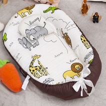 접이식 유아 침대 휴대용 압력 유아 침대 베개 달린 유아 침대 소프트 요람 여행 요람 침대 88x53CM, 갈색