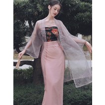 예쁜 개량 생활 계량 한복 노래 개선 여성은 고대 의상 우아한 한 요소 3종 세트를 입을 수