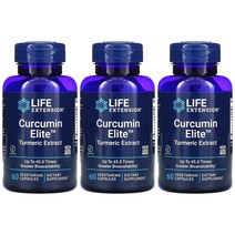 라이프익스텐션 강황 커큐민 엘리트 심황 호로파 섬유질 60정 Curcumin 3통