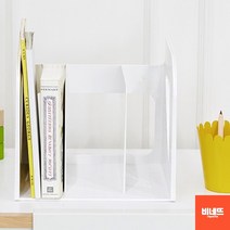 데스크테리어 사무실 꾸미기 파일 책 서류 꽂이 3단 W 독서실책상꾸미기 책갈피 파티션선반, 화이트, 기본
