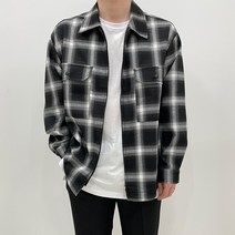 남자 오버핏 투웨이 체크 셔츠 자켓 타탄체크