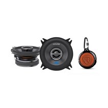 ALPINE S-S40 140와트 4인치 카 오디오 스피커 + 휴대용 블루투스 스피커 쌍