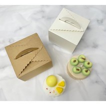미니 하트 손잡이 케이크 선물 상자 (화이트 크라프트), 10개, 크라프트