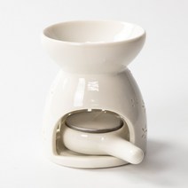 쟈니스헬리 아로마 오일 버너 화이트 도자기 35ml 수조, 사랑꽃잎패턴 오일버너