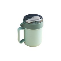 휴대용 뚜껑 머그 커피 컵 머그컵+스푼 사무실 컵 덮개 포함 스프컵 500ml LM.TB0238, 녹색