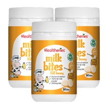 헬써리즈(Healtheries) 헬써리즈 밀크 바이트 (칼슘) 츄어블 - 뉴질랜드 허니맛 50정 X 3개, 150정, 1세트