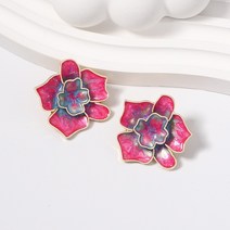 모던 플라워 드롭 오일 합금 귀걸이 개성 빈티지분위기 귀걸이 여성 공장 도매