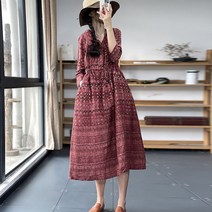 여성 린넨 원피스 빅사이즈 a라인 브이넥 캐주얼 여자 봄 여름 가을 반팔 롱원피스 linen dress women JX0229