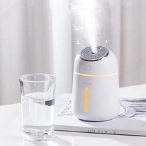 Kiboer 미니 가습기 초음파 아로마 디퓨저 무소음 휴대용 무드등 대용량 선물 핑크+블루+화이트 usb 충전, Kiboer026화이트