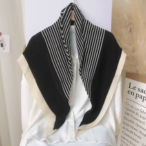 봄가을 90cm 사각 스카프 주름 모조 면마 스카프 가을 흑백 투톤 스카프 착용 도매