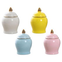 QDY 4피스 주방 캐니스터 컨테이너 세라믹 식품 보관 용기 커피 콩 향신료, 6.2cmx6.2cmx9cm, 다색